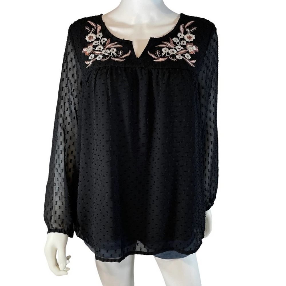 Tantrums Embroidered Blouse Long Sleeve Medium